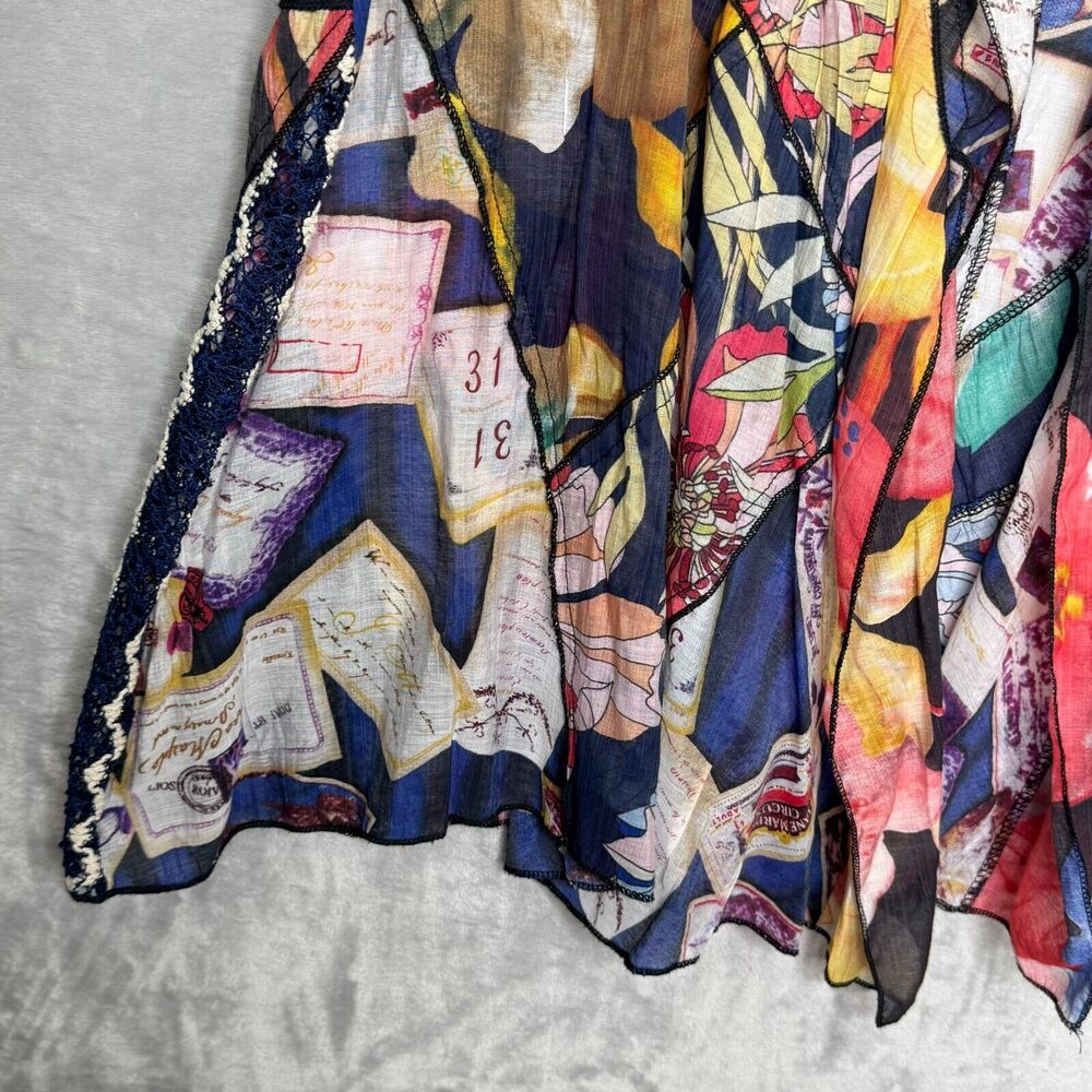 Soft Surroundings Vest Womens Medium Mixed Print Lace Sequin Boho Art to Wear - Picture 4 of 10